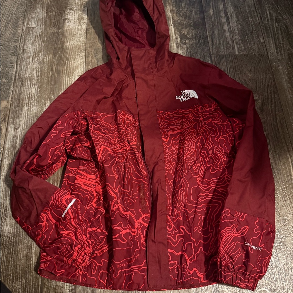 The North Face Burgundy and Red Patterned Jacket